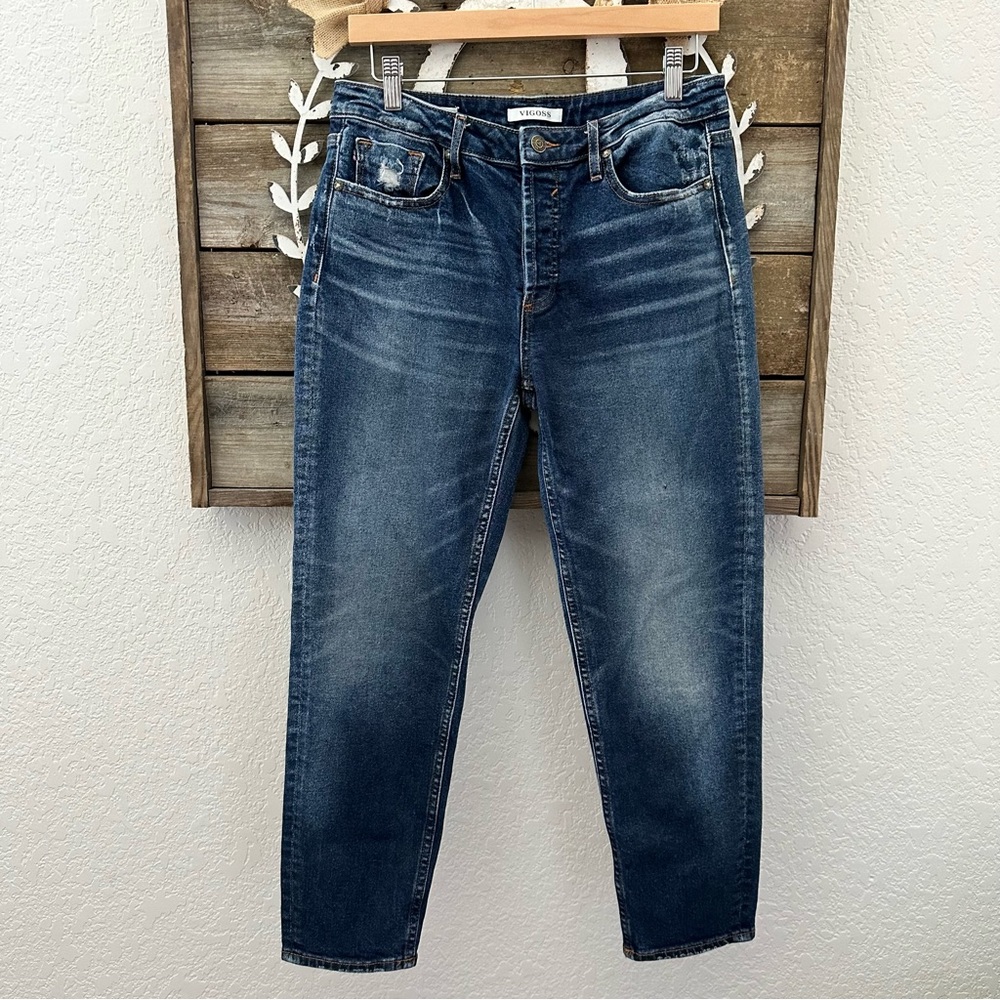 Vigoss Frankie slim straight distressed button fly denim size 28